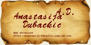 Anastasija Dubačkić vizit kartica